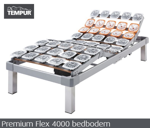 Tempur Premium Flex 4000 schotelbodem verstelbare bedbodem, vier motoren nek-, rug-, been- en voetzone